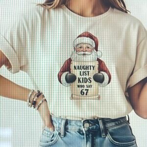 Gildan White Santa Graphic Women's Short Sleeve Tee